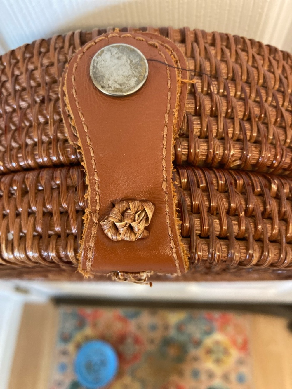Round Woven Crossbody Bag in Brown - Picture 2 of 11